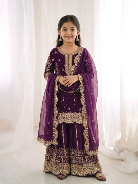 Kids Ethnic Wear ZSR 3169 Fendy Silk Purple Kids wear wholesale suppliers in Mumbai